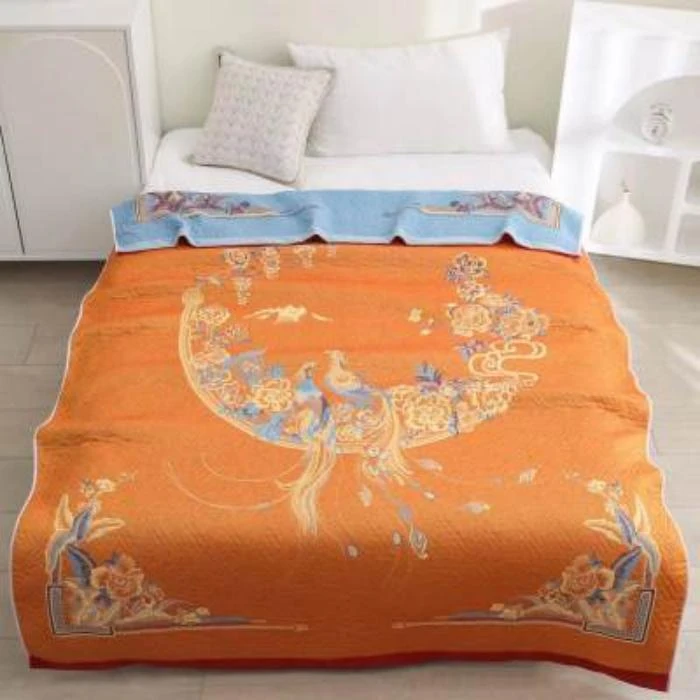 【Y床盖-单人富贵盈门】150*200CM可铺可盖多层亲肤通用床盖