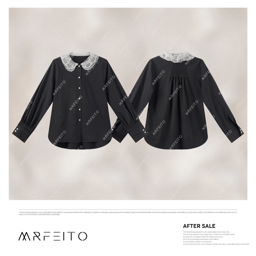 2025年春季新款时尚蕾丝翻领女士衬衫H8C02C30390