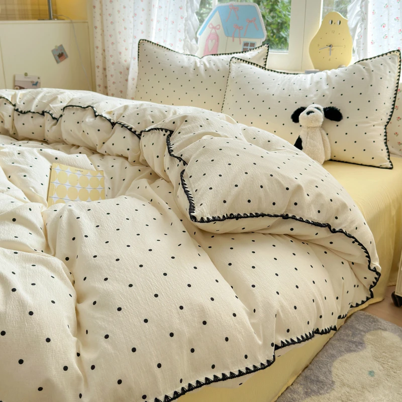 新款四件套云感提花双层纱A类床单被宿舍可用学生被子三件套大人