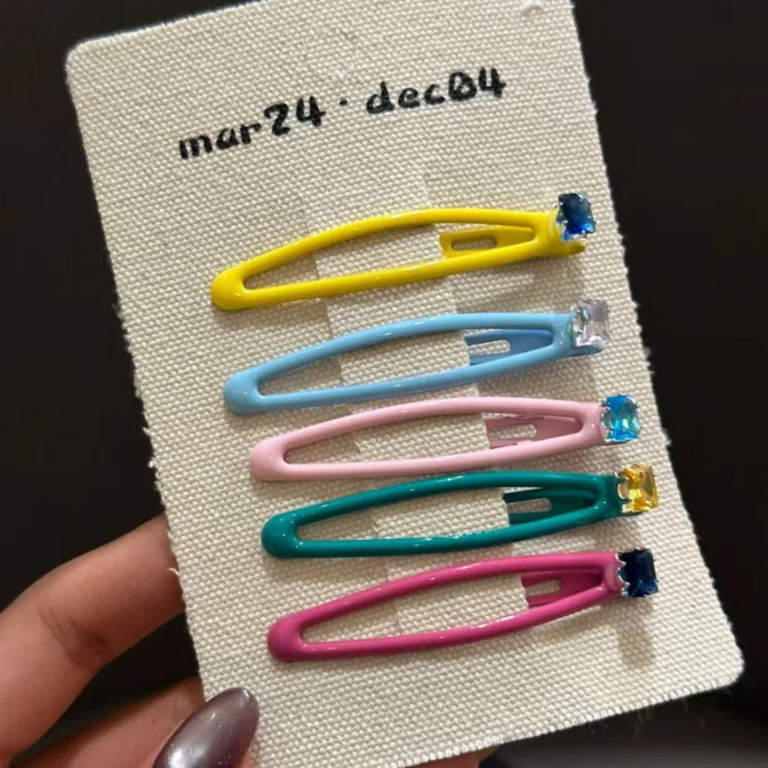 泡菜方糖系列bb夹韩国简约纯色彩钻镂空水滴BB夹探梅少女刘海夹