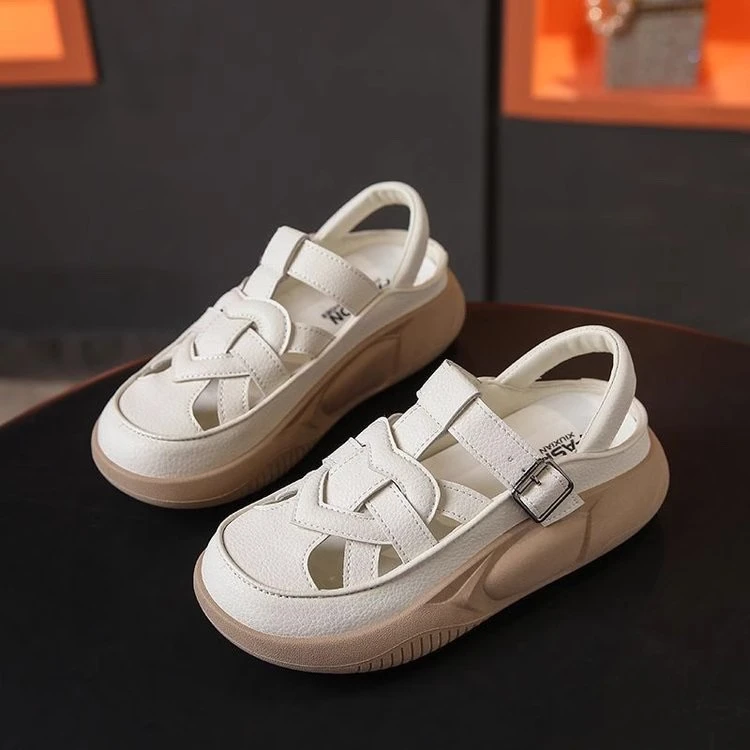 夏季新款松糕底一字扣罗马凉鞋女外穿软底防滑不累脚运动凉鞋