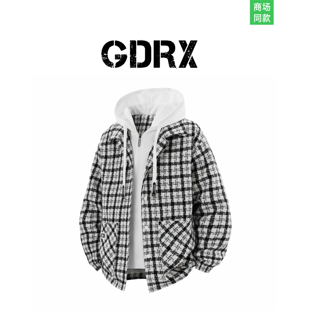 GDRX美式小香风假两件夹克2025春季新款情侣连帽宽松上衣时尚外套