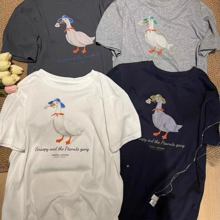 2025夏季新款韩版宽松显瘦200斤百搭圆领短袖大码T恤女休闲上