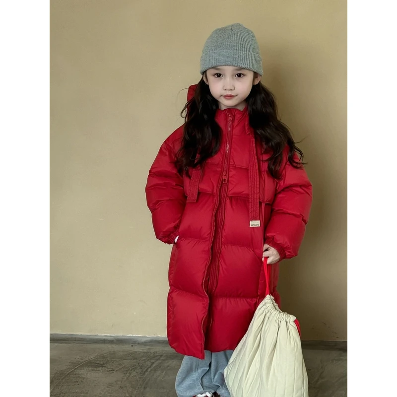 【新年战袍】女童羽绒服冬季2024新款过年红特厚长款儿童装宝宝7559