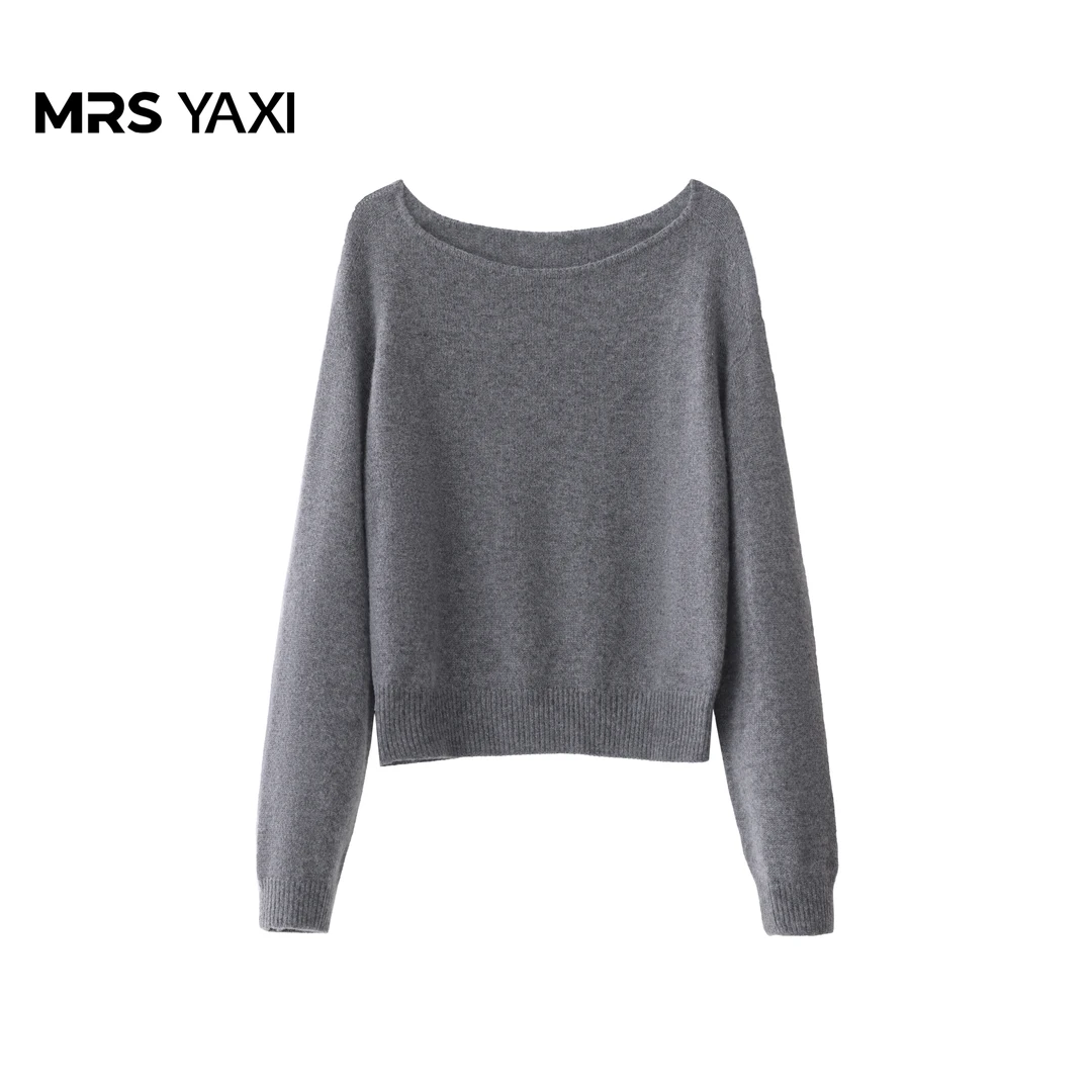Mrsyaxi纯色简约一字领康赛妮山羊绒毛衣YX5073102