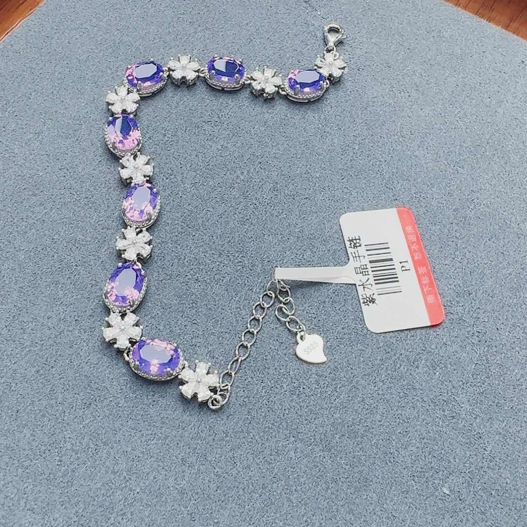 水晶手链银S925镶嵌手链