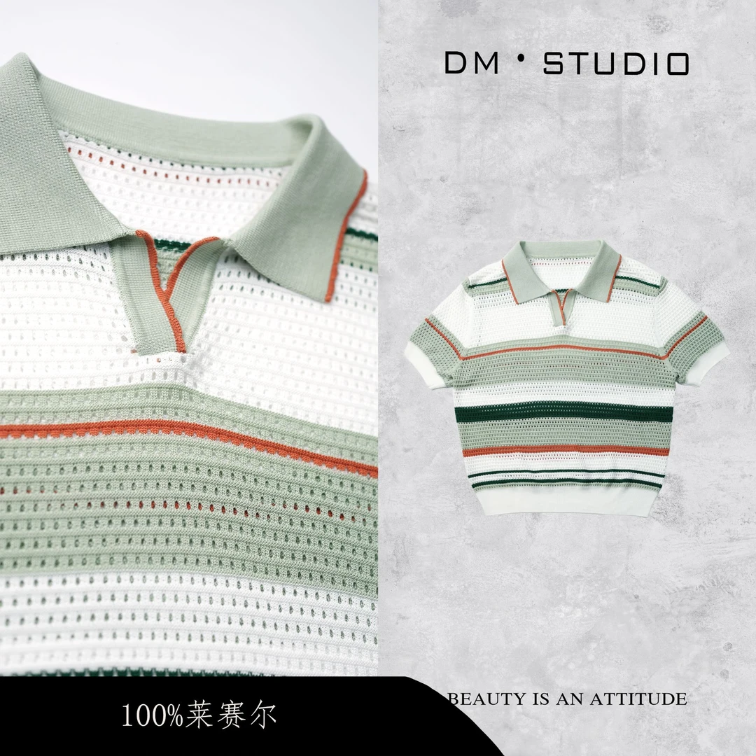 DEDM•STUDIO/减龄气质百搭条纹polo领针织衫上衣2504ZZS/50362