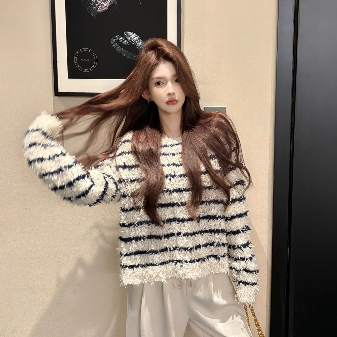 GUIDI GUDI【蓝色星球】休闲长袖套头毛衣/黄加蓝