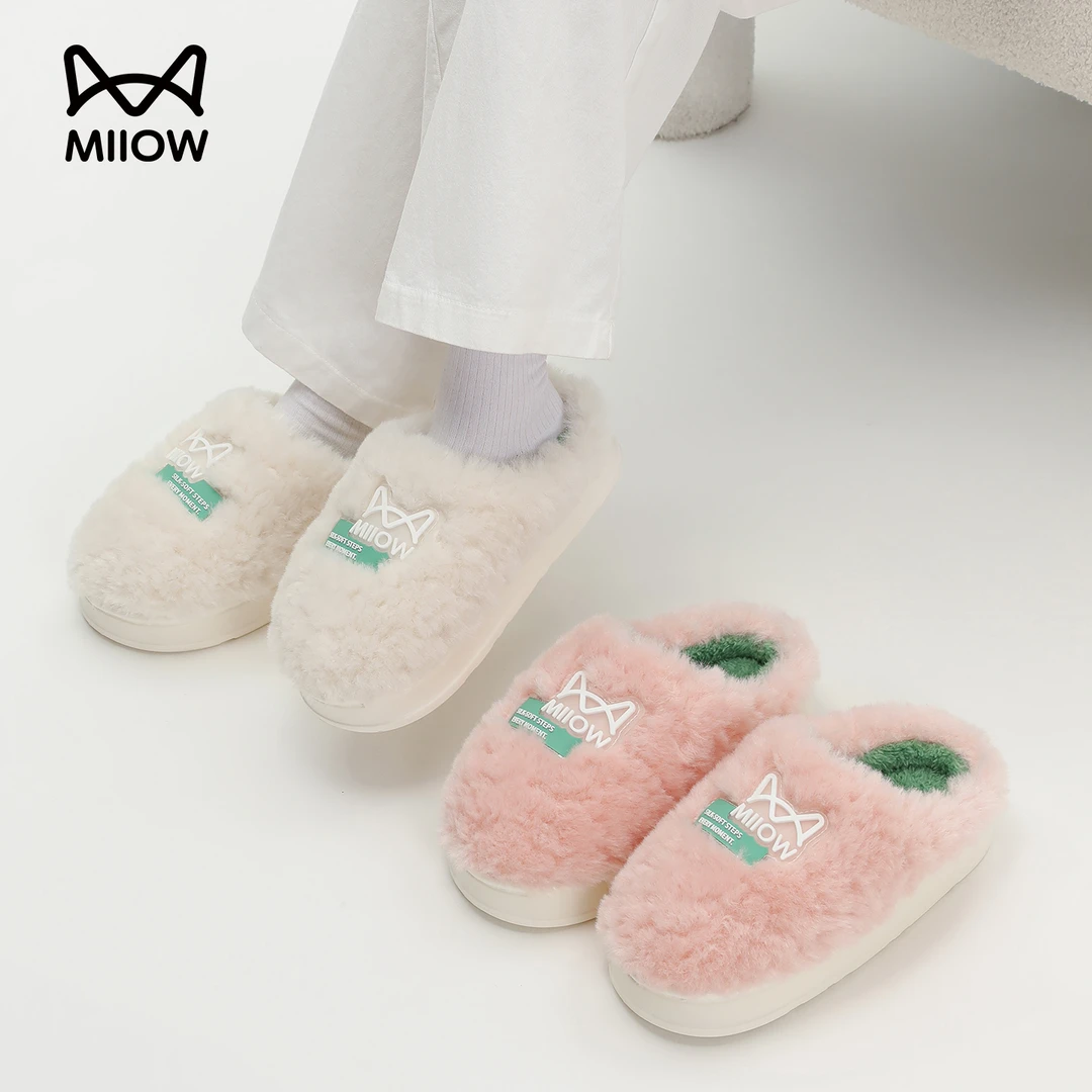 猫人优选棉花糖棉拖冬季2025新款防滑毛绒绒厚底保暖拖鞋女冬季