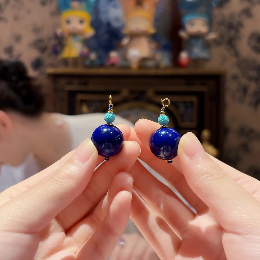 尐***。青金石未镶嵌耳饰耳饰