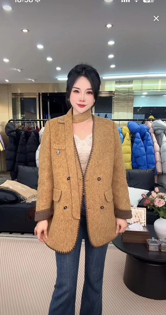 【赫本】网红上衣休闲风毛呢外套