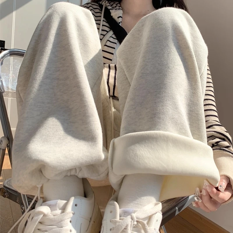 美式运动裤女2025秋冬新款阔腿裤小个子高腰显瘦宽松韩版休闲卫裤