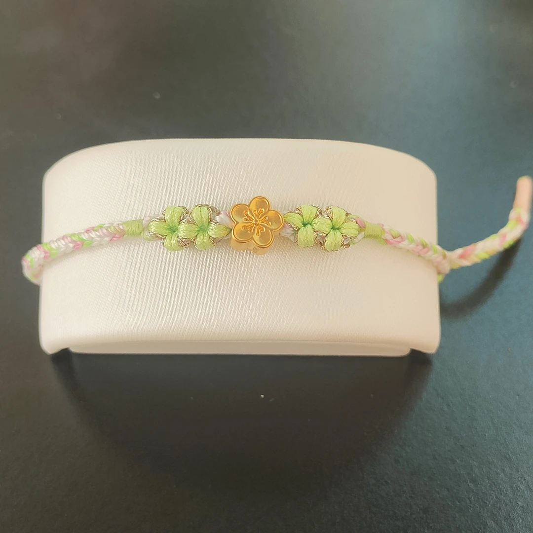 足金桃花 桃花结DIY手绳