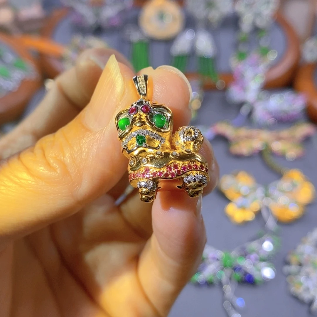 颈饰银S925镶嵌翡翠