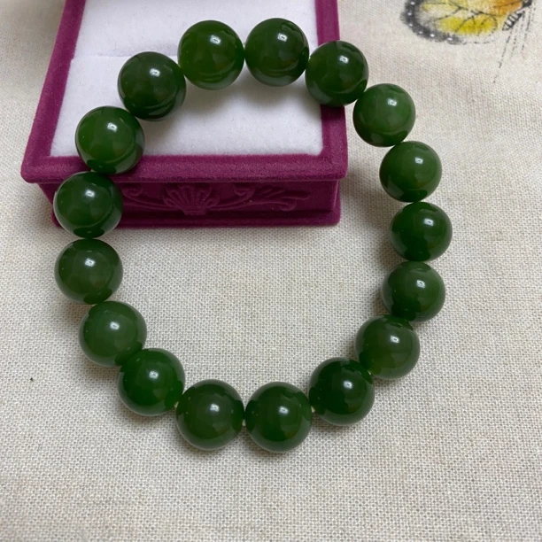 碧玉手串和田碧玉12mm单圈手串