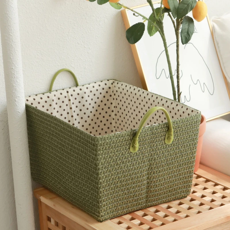 仿藤编可折叠收纳筐零食衣服书籍仿草编储物筐脏衣篮