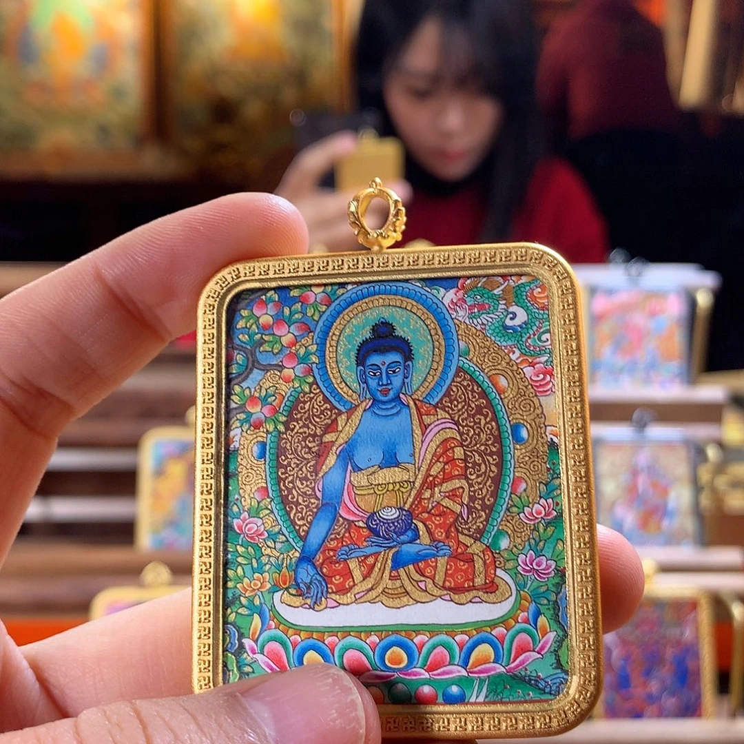 吊坠湛*热贡纯手绘唐卡药老师