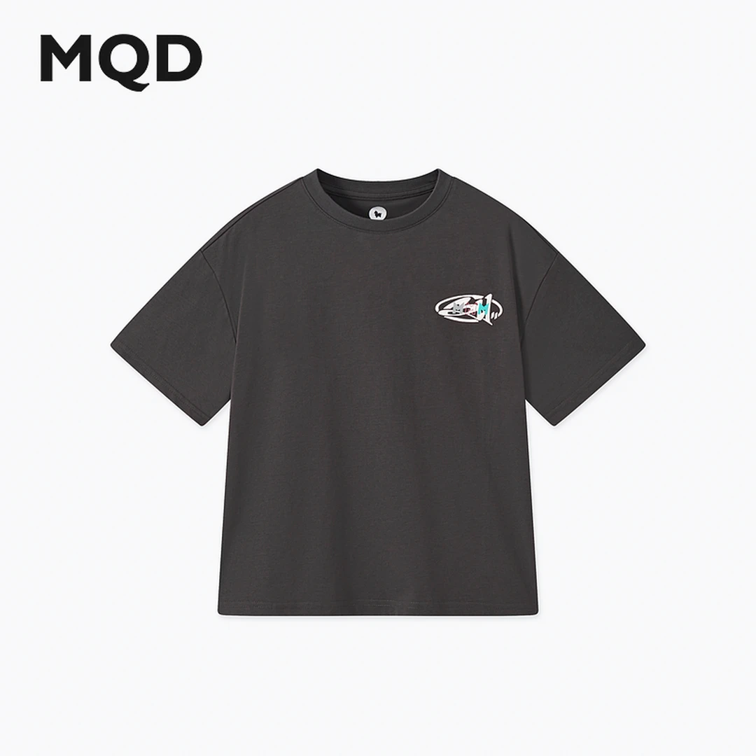 MQD童装25夏季新品学院风基础百搭字母上衣短袖T恤9652W0301