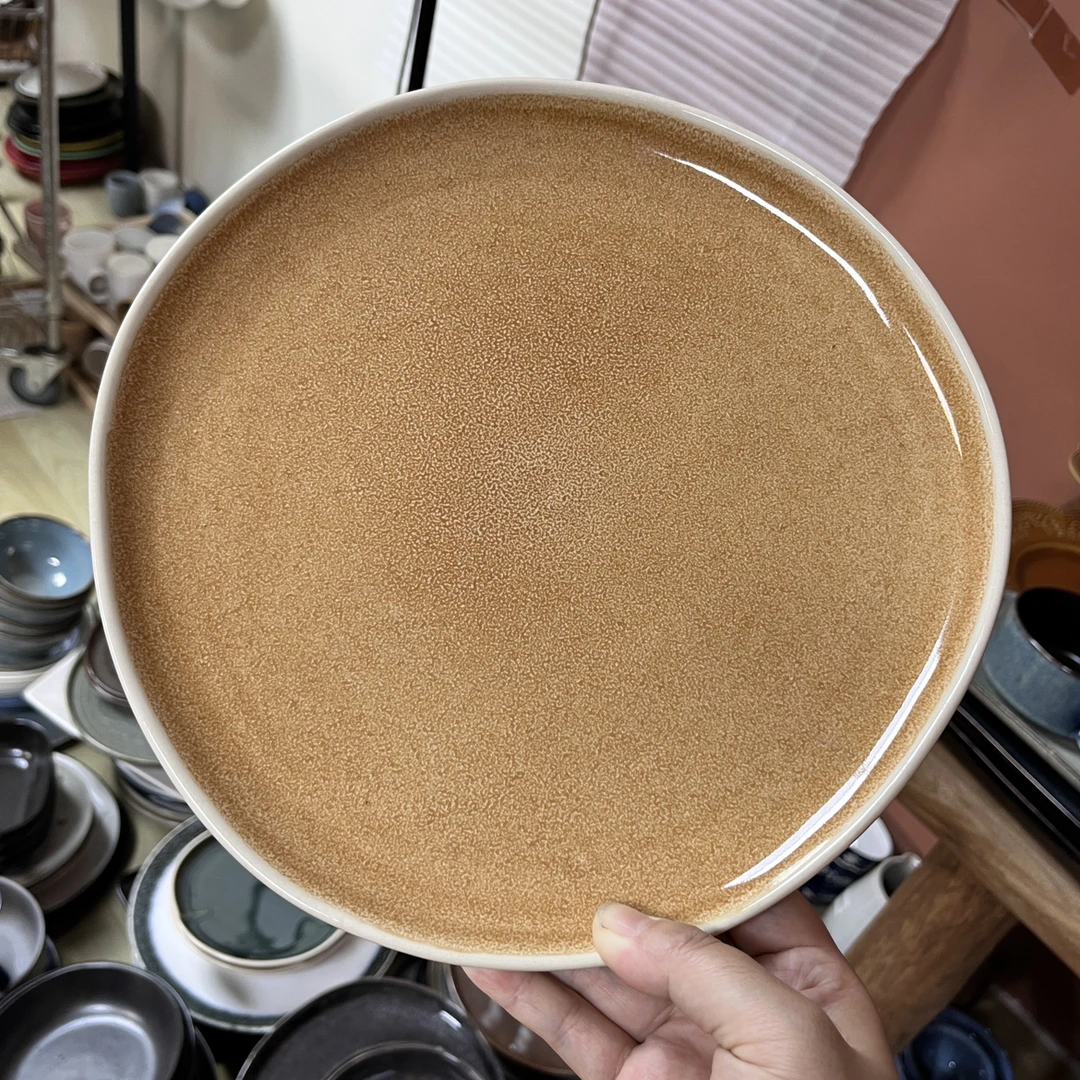日式餐盘大盘简约10.5英寸复古风家用西餐水果盘意面盘微瑕3391