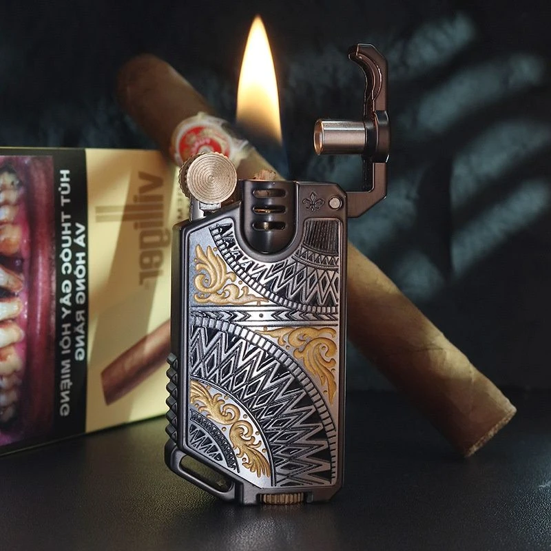 CHIEF/首领713机械弯刀曼陀罗设计款创意打火机个性高颜值礼品