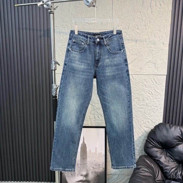 小算盘潮牌高端水洗蓝色重磅工艺百搭时尚直筒休闲牛仔男7310
