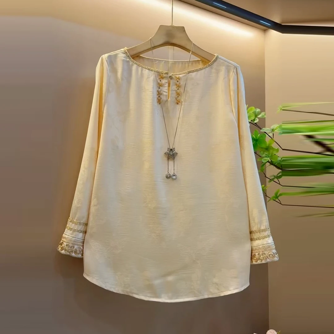 胖妹妹大码女装2025秋季新款时尚百搭显瘦新中式国风打底T恤衫潮