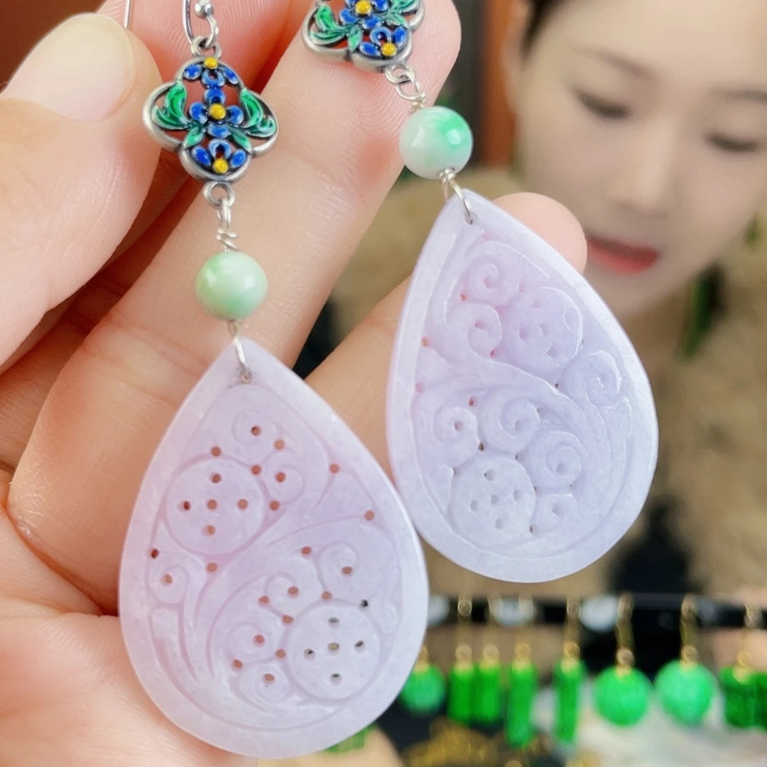 翡翠银S925镶嵌耳饰