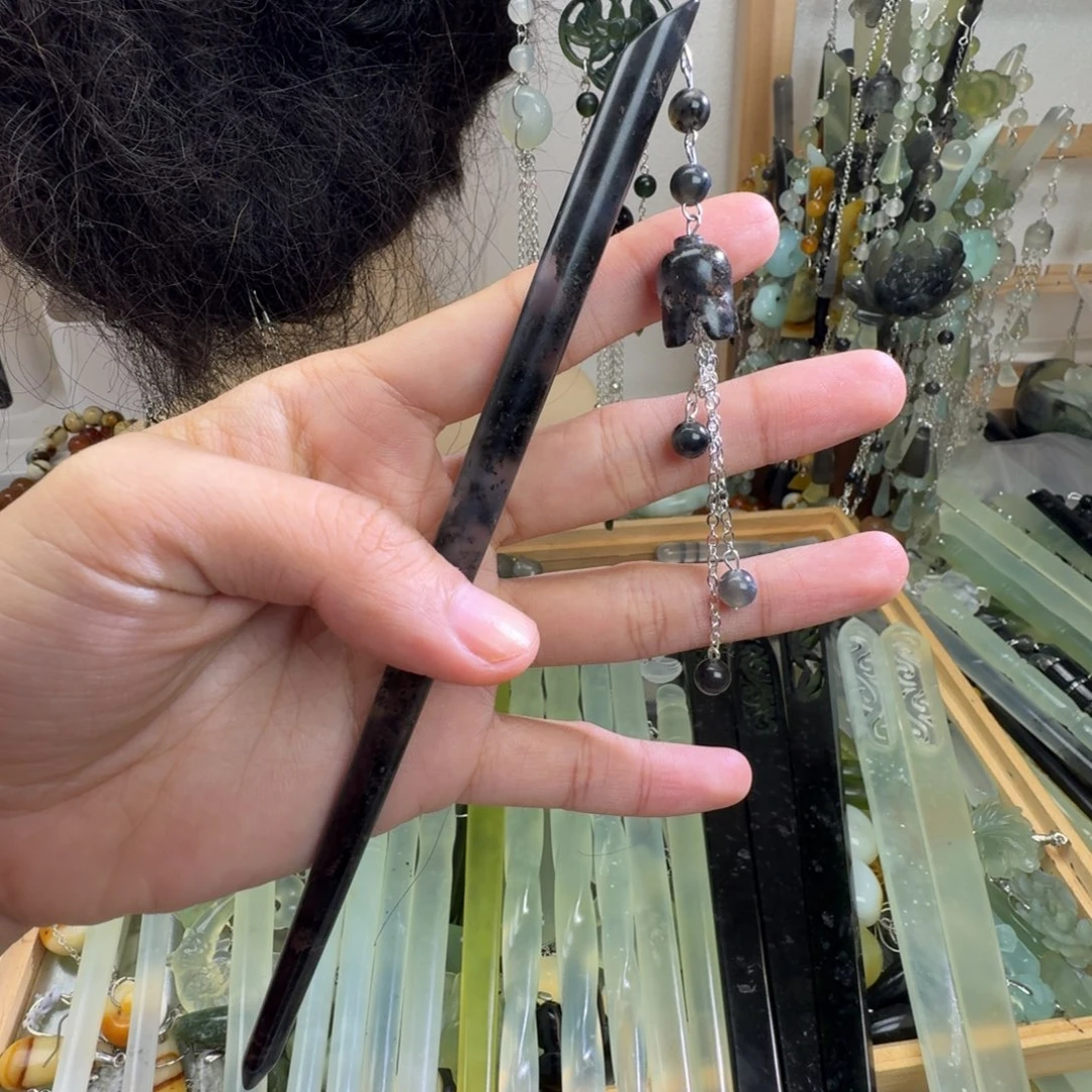 蛇纹石玉合金发饰