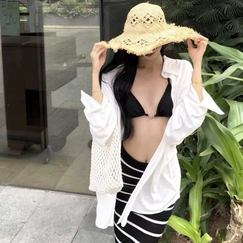 【斑马长裙】ins条纹挂脖比基尼半身长裙遮肉显瘦纯欲性感高级感