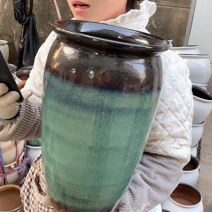 紫砂花盆瑕疵口22高37