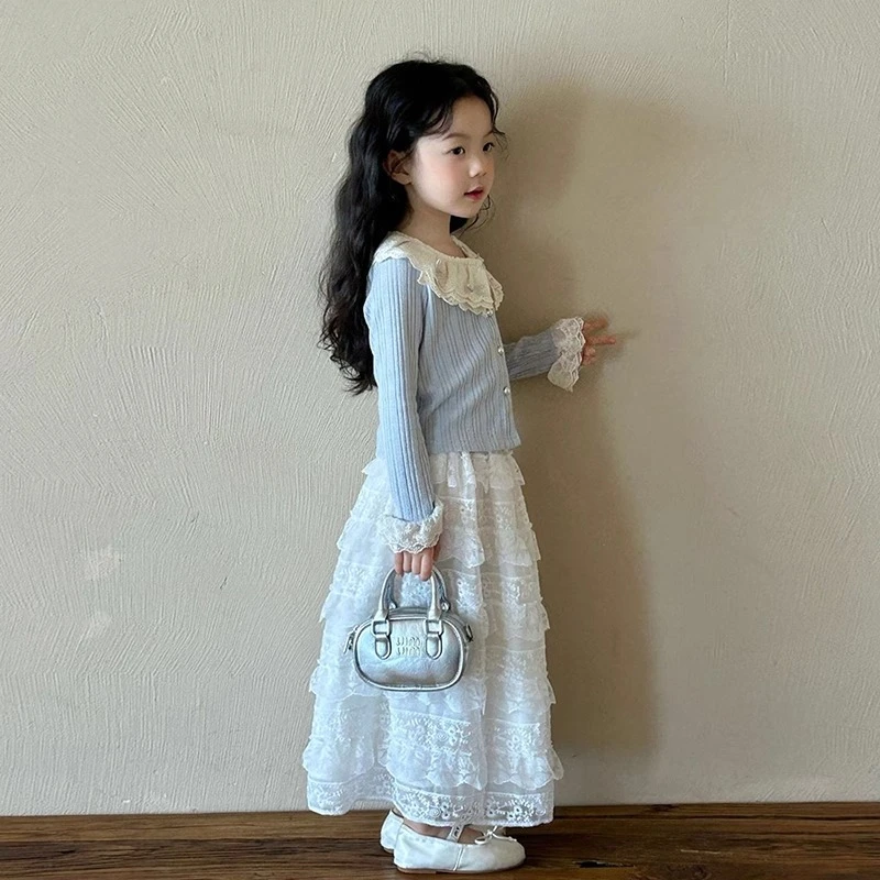 女童裙子套装春秋2025新款儿童春装学院风穿搭小女孩韩系甜美衣服