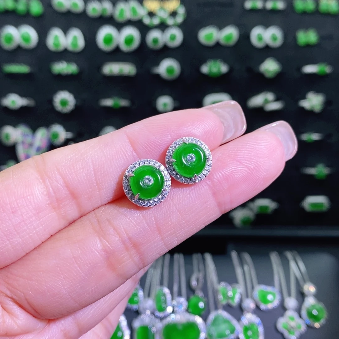 翡翠银S925镶嵌耳饰多样性