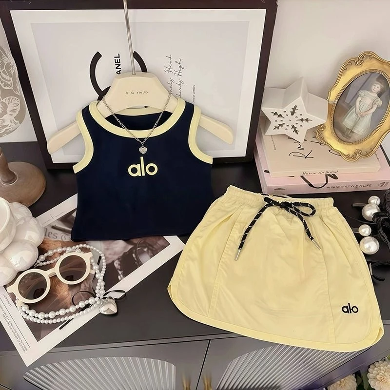 女童套装夏装2025新款洋气儿童无袖背心夏季女孩时髦半身裙两件套