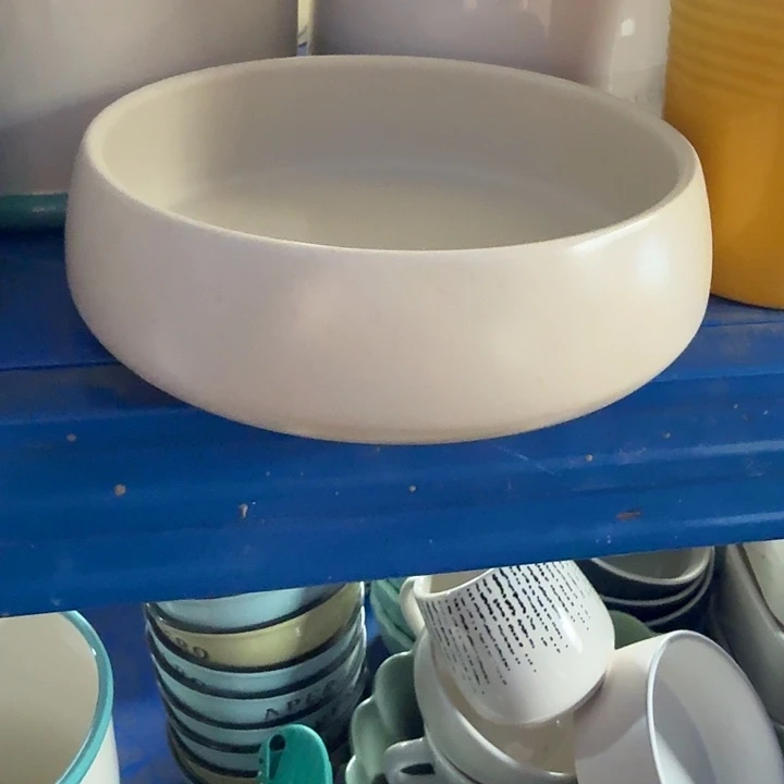 外贸尾单高温陶瓷微瑕奶油六寸钵两个