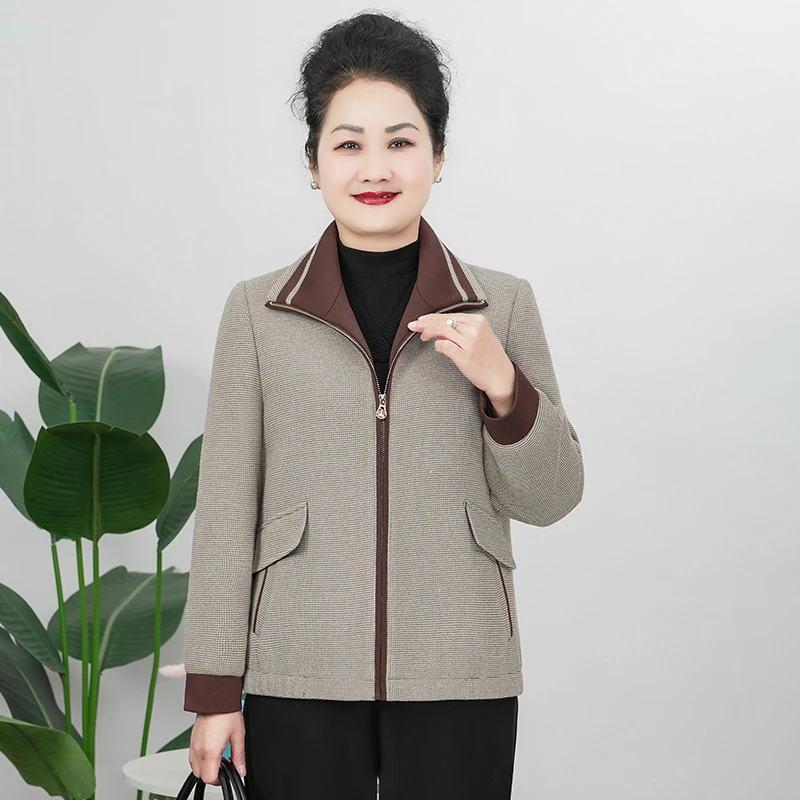 美学家时尚中老年女装气质休闲春装外套翻领宽松大码妈妈装A25608