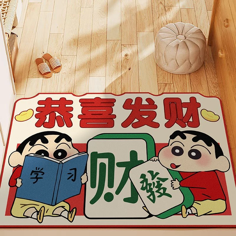 【卡通动漫图案】新年红色浴室吸水地垫2025新款软硅藻泥脚垫子卫生