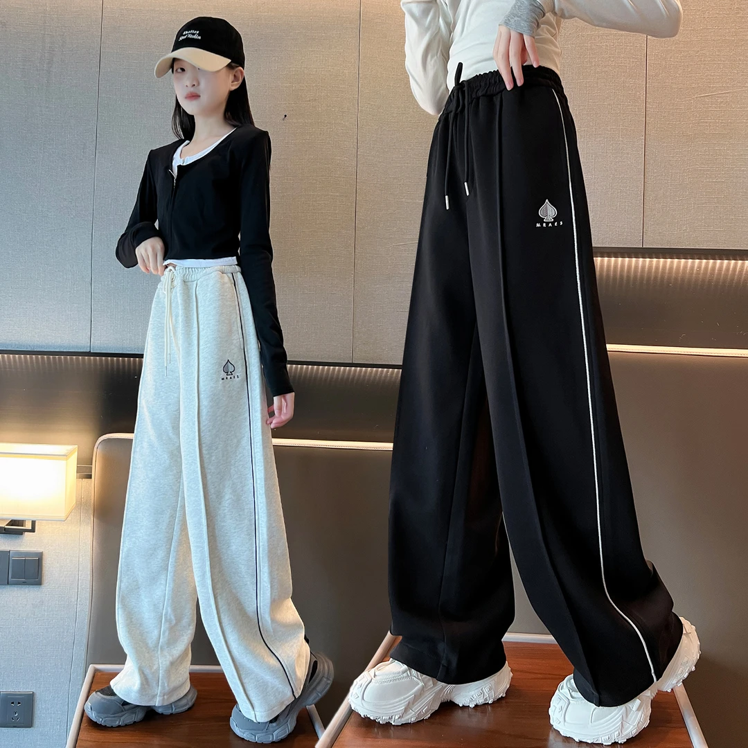 女童裤子春秋儿童秋装运动裤女孩2025新款中大童宽松直筒裤初中生