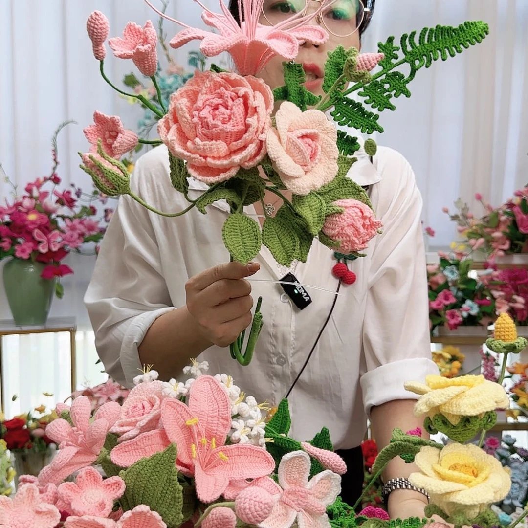 莱赛尔纤维棉手工钩织花束