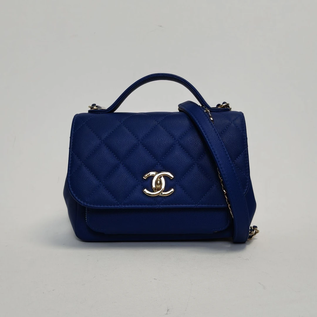 99新 Chanel/香奈儿 【双双】口盖邮差包 小号 19cm 蓝色 29开