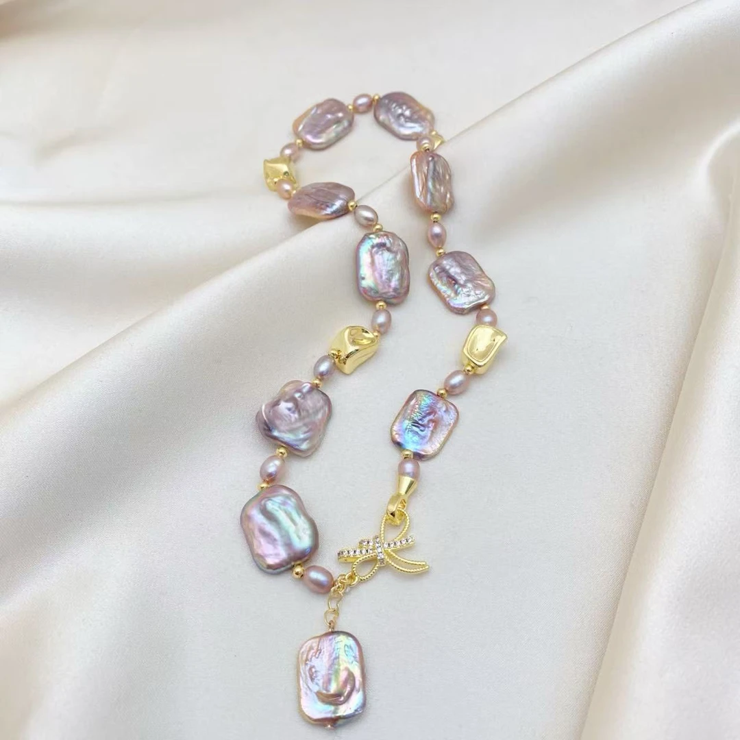 LH459【紫色巴洛克珍珠项链】手工气质轻奢时尚复古彩色设计师炫彩