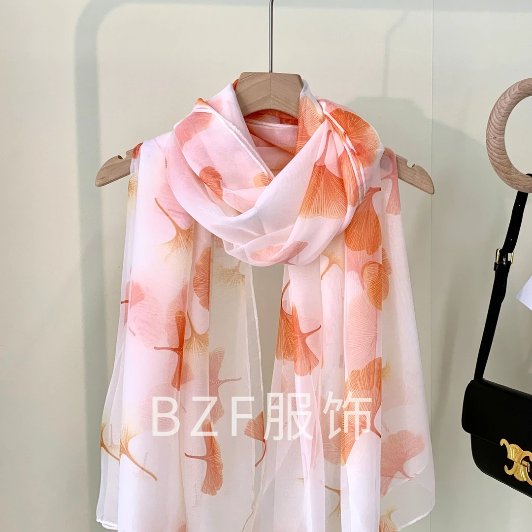 银丝方格沙滩巾不掉色法式薄款丝巾百搭春秋碎花时尚优雅洋气