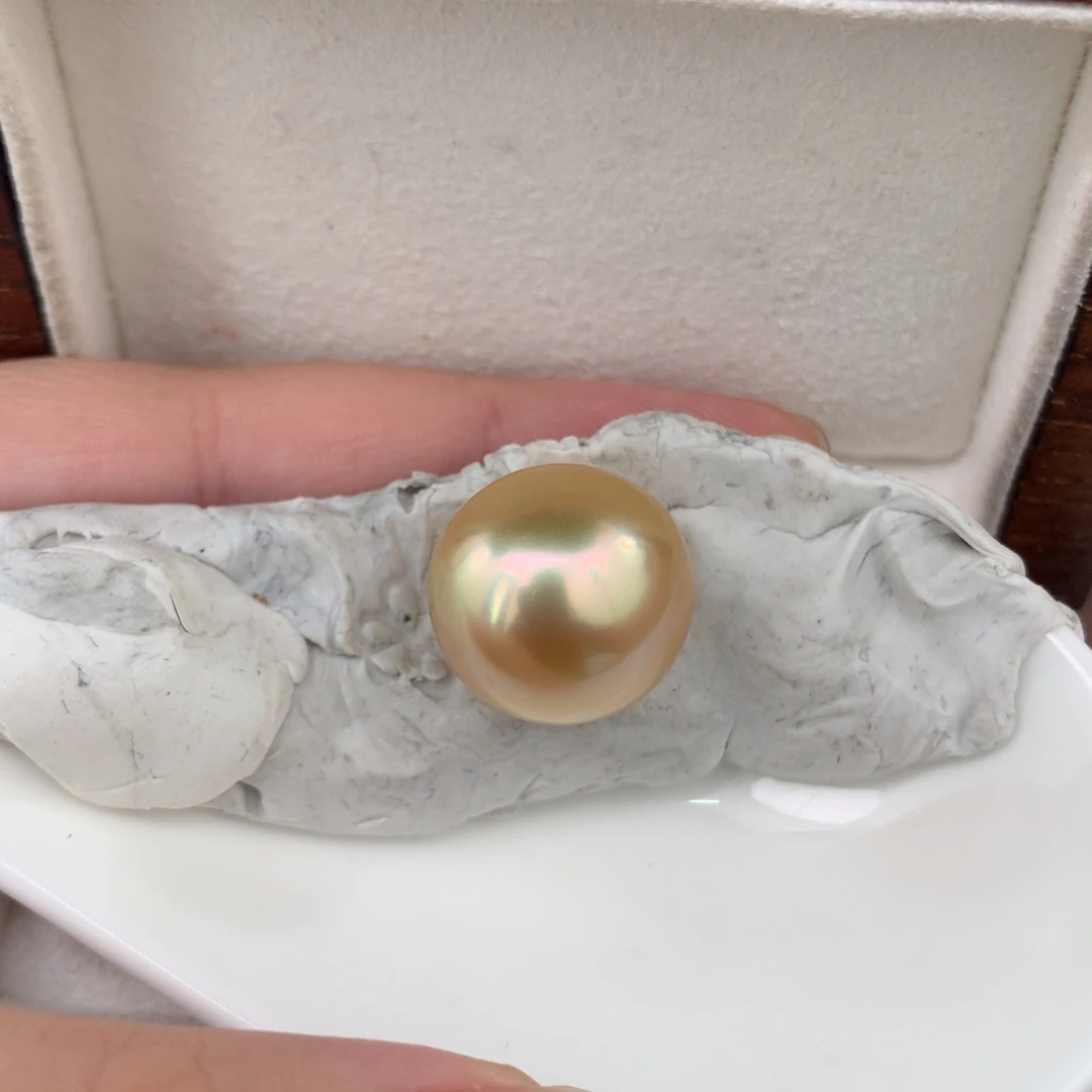 鲜***开定制海水珍珠吊坠(不含链)18K金镶嵌金珠15-16