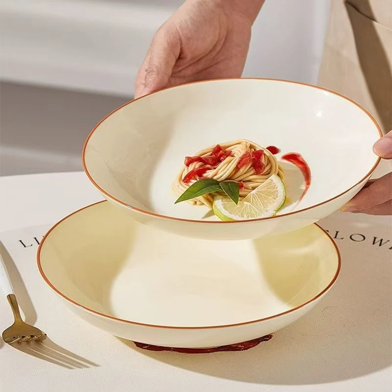 【6只装】福运8英寸菜盘圆盘深盘高温釉下彩陶瓷餐具