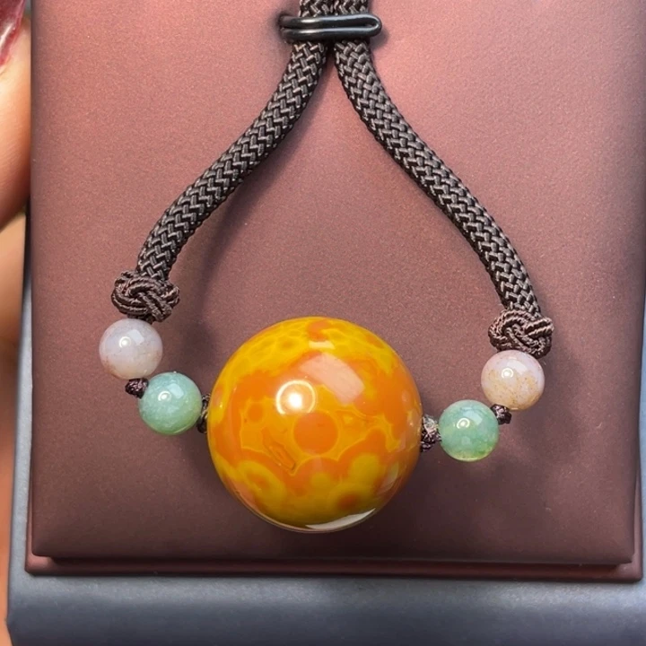 玛瑙/玉髓未镶嵌珠宝奇石品质红黄天眼锁骨