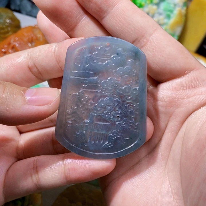 颈饰未镶嵌翡翠翡翠山水牌