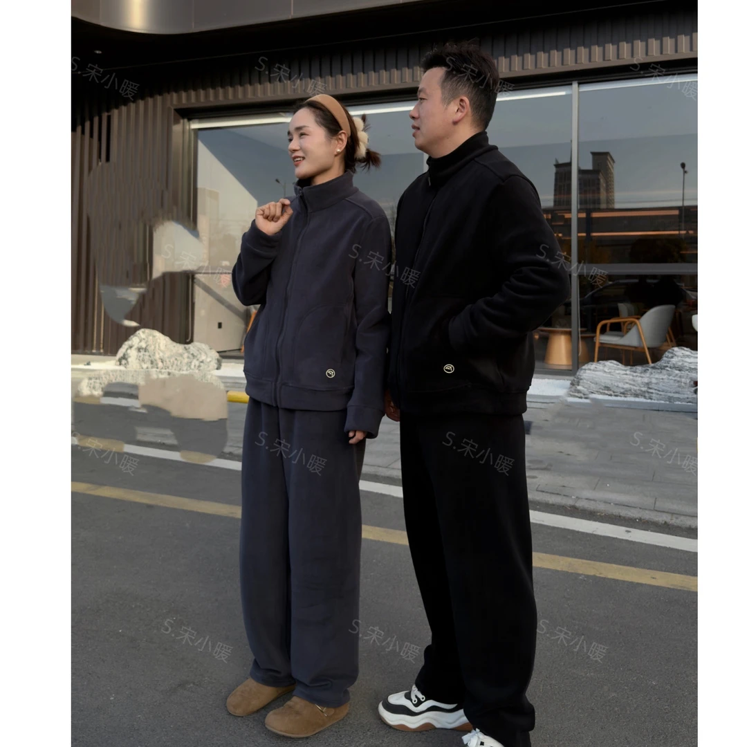 【S.宋晓暖】秋冬新款立领纯色加厚拉链款摇粒绒外穿套装NJ-9039