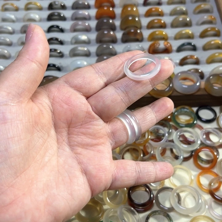 玛瑙/玉髓戒指未镶嵌鱼****2