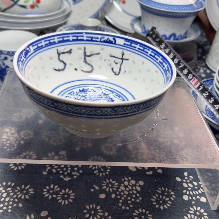 青花玲珑5.5寸饭碗