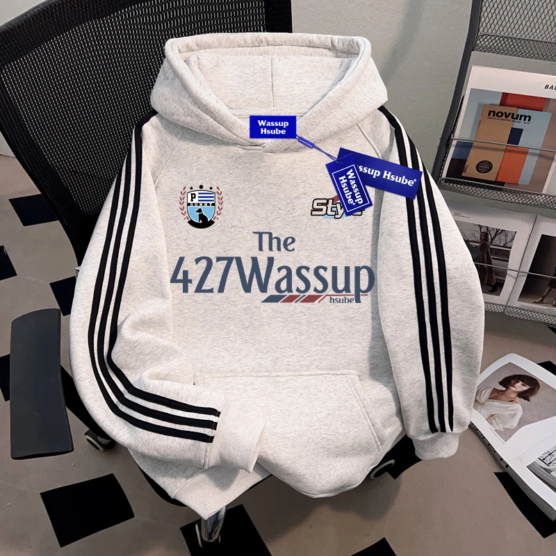 WASSUP HSUBE美式国潮牌套头连帽卫衣男士重磅潮酷宽松青少年上衣