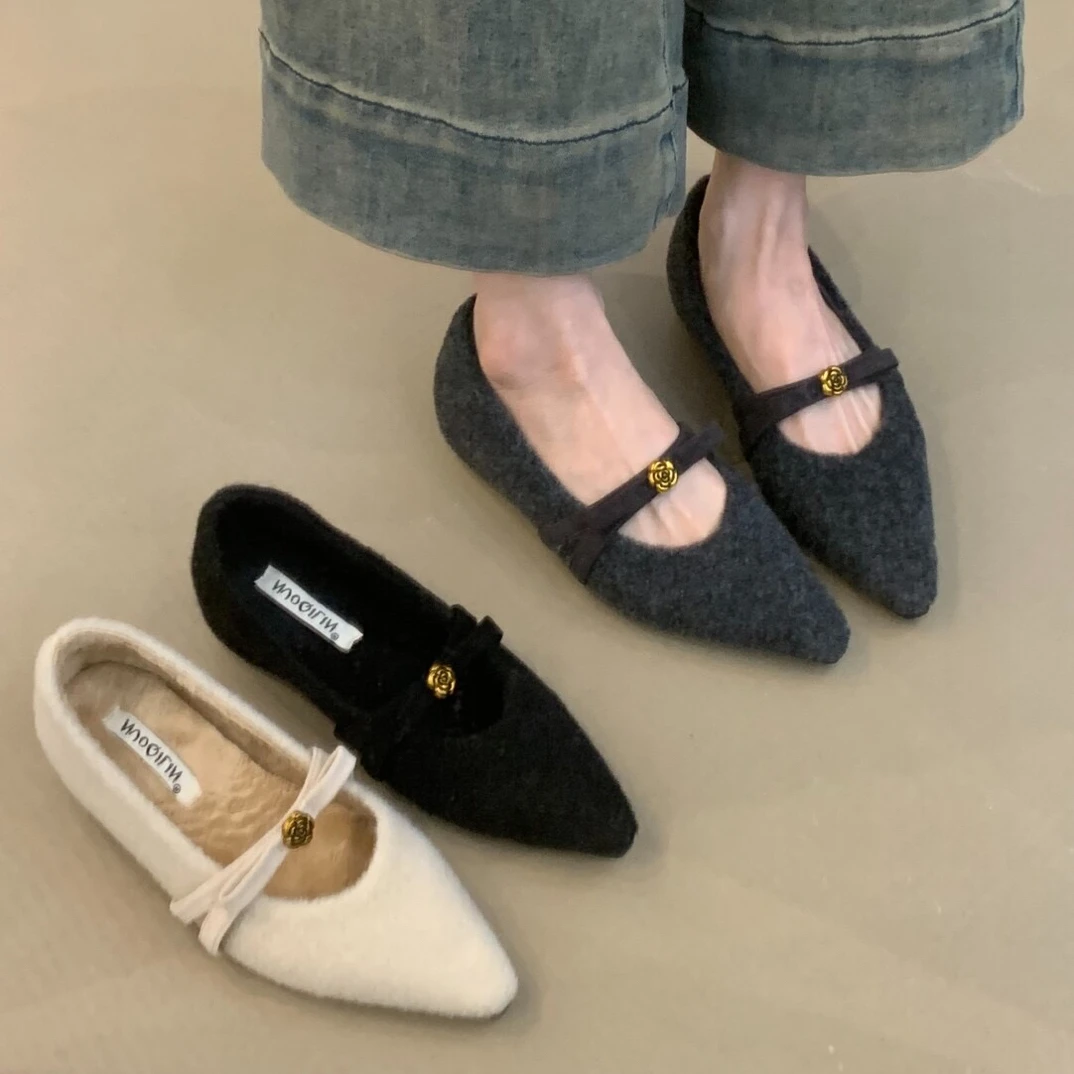 NLQ-196-2韩版温柔仙女风玛丽珍鞋气质山茶花加绒内增高晚晚鞋